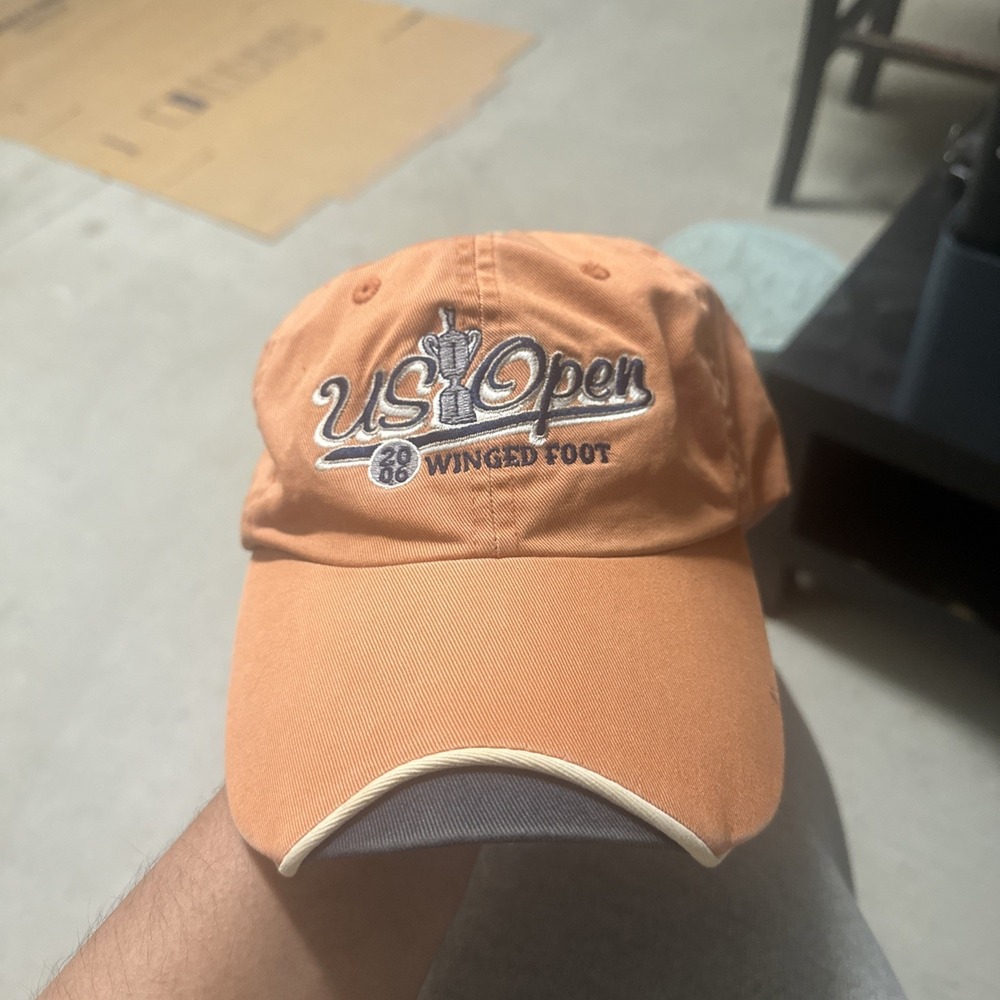 US Open Hat Cap Strap Back Orange Winged Foot Gold Golder‎ Golfing Mens